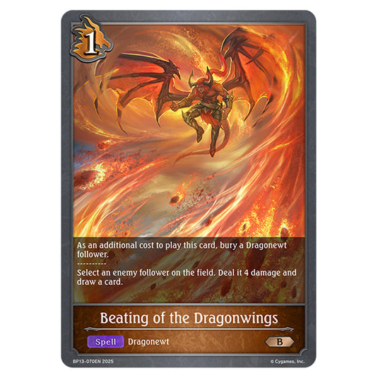 Beating of the Dragonwings BP13-070EN card from the Shadowverse: Evolve set Worldreaver's Descent & Dominion of Darkness