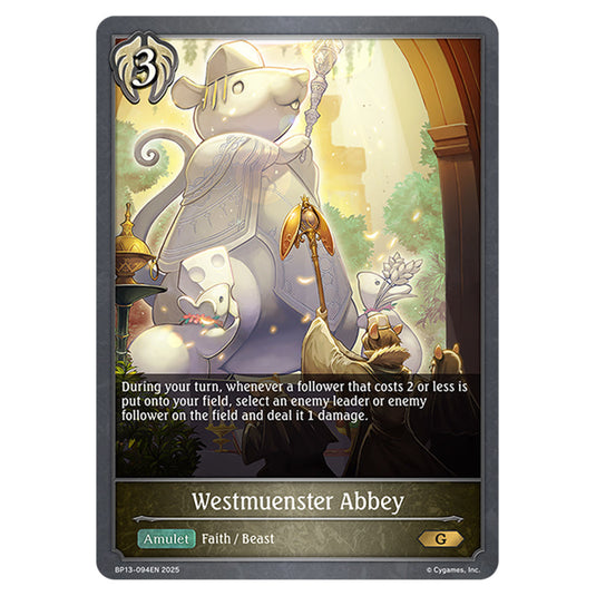 Westmuenster Abbey BP13-094EN card from the Shadowverse: Evolve set Worldreaver's Descent & Dominion of Darkness