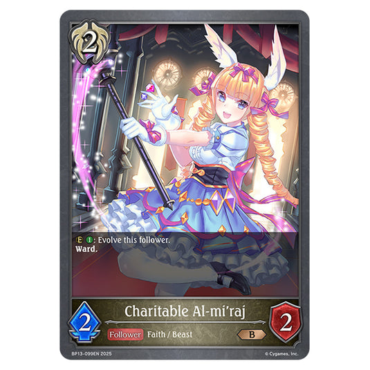 Charitable Al-mi'raj BP13-099EN card from the Shadowverse: Evolve set Worldreaver's Descent & Dominion of Darkness
