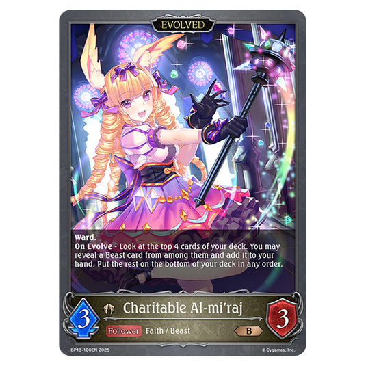 Charitable Al-mi'raj BP13-100EN card from the Shadowverse: Evolve set Worldreaver's Descent & Dominion of Darkness