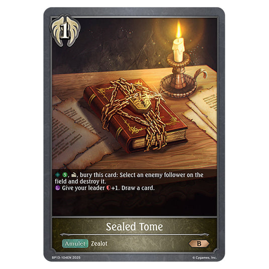 Sealed Tome BP13-104EN card from the Shadowverse: Evolve set Worldreaver's Descent & Dominion of Darkness