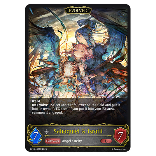 Sahaquiel & Israfil BP13-106EN card from the Shadowverse: Evolve set Worldreaver's Descent & Dominion of Darkness