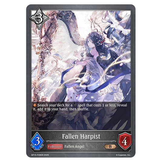 Fallen Harpist BP13-P28EN card from the Shadowverse: Evolve set Worldreaver's Descent & Dominion of Darkness