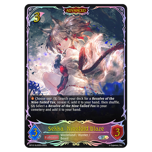 Sekka, Ninefold Blaze BP13-SL02EN card from the Shadowverse: Evolve set Worldreaver's Descent & Dominion of Darkness