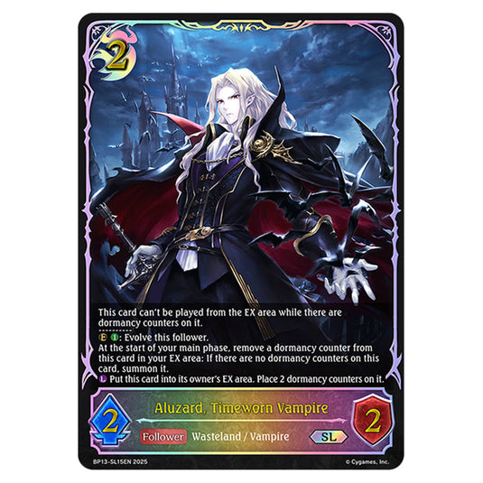Aluzard, Timeworn Vampire BP13-SL15EN card from the Shadowverse: Evolve set Worldreaver's Descent & Dominion of Darkness