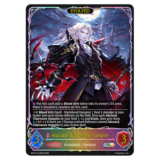 Aluzard, Timeworn Vampire BP13-SL16EN card from the Shadowverse: Evolve set Worldreaver's Descent & Dominion of Darkness