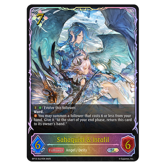 Sahaquiel & Israfil BP13-SL21EN card from the Shadowverse: Evolve set Worldreaver's Descent & Dominion of Darkness