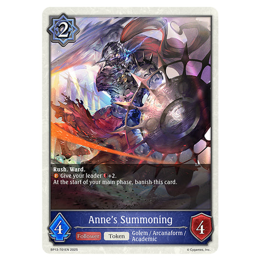 Anne's Summoning BP13-T01EN card from the Shadowverse: Evolve set Worldreaver's Descent & Dominion of Darkness