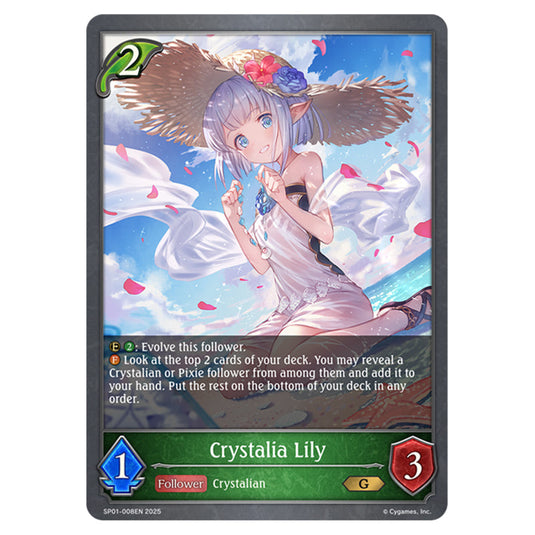 Crystalia Lily SP01-008EN card from the Shadowverse: Evolve set Seaside Memories