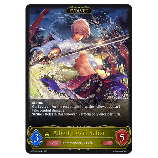Albert, Levin Saber SP01-015EN card from the Shadowverse: Evolve set Seaside Memories