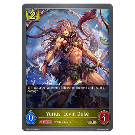 Yurius, Levin Duke SP01-018EN card from the Shadowverse: Evolve set Seaside Memories