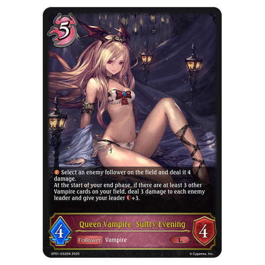 Queen Vampire, Sultry Evening SP01-032EN card from the Shadowverse: Evolve set Seaside Memories