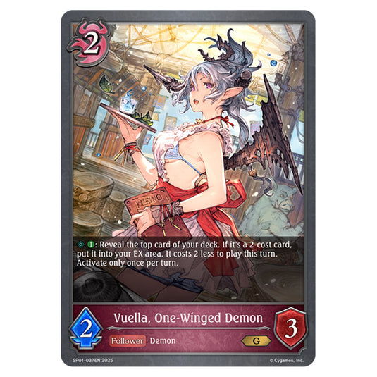 Vuella, One-Winged Demon SP01-037EN card from the Shadowverse: Evolve set Seaside Memories