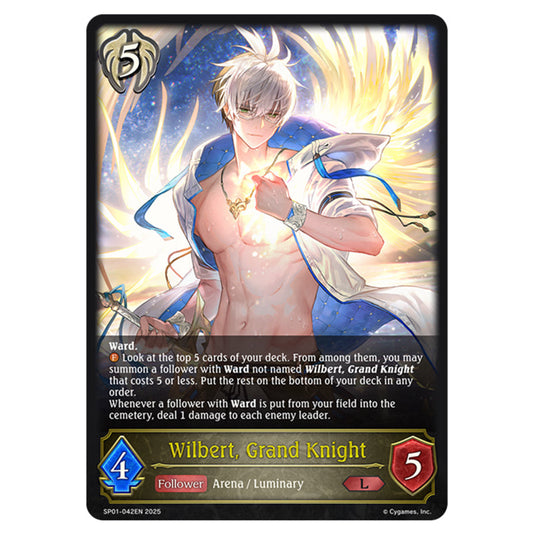 Wilbert, Grand Knight SP01-042EN card from the Shadowverse: Evolve set Seaside Memories