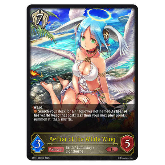 Aether of the White Wing SP01-043EN card from the Shadowverse: Evolve set Seaside Memories