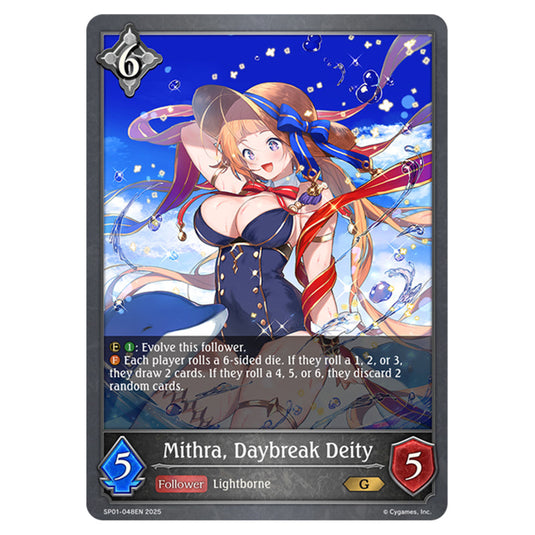 Mithra, Daybreak Deity SP01-048EN card from the Shadowverse: Evolve set Seaside Memories
