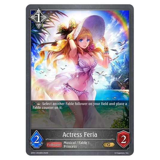 Actress Feria SP01-053EN card from the Shadowverse: Evolve set Seaside Memories