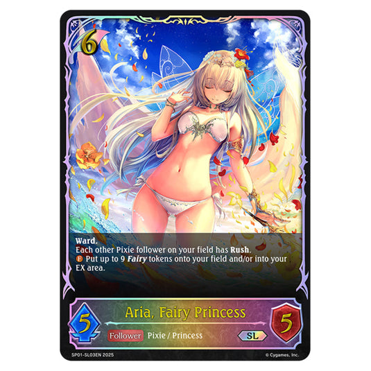 Aria, Fairy Princess SP01-SL03EN card from the Shadowverse: Evolve set Seaside Memories