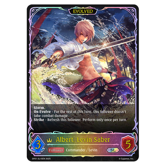 Albert, Levin Saber SP01-SL15EN card from the Shadowverse: Evolve set Seaside Memories
