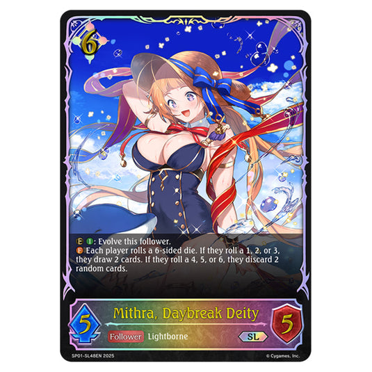 Mithra, Daybreak Deity SP01-SL48EN card from the Shadowverse: Evolve set Seaside Memories