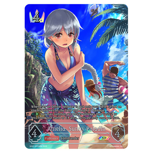 Amelia, Sunny Paladin SP01-SP05EN card from the Shadowverse: Evolve set Seaside Memories