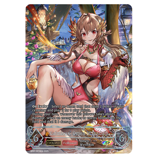 Galmieux, Omen of Disdain SP01-SP19EN card from the Shadowverse: Evolve set Seaside Memories