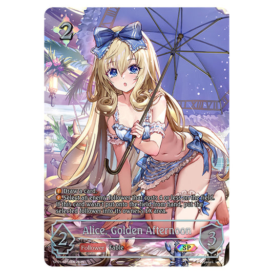 Alice, Golden Afternoon SP01-SP31EN card from the Shadowverse: Evolve set Seaside Memories