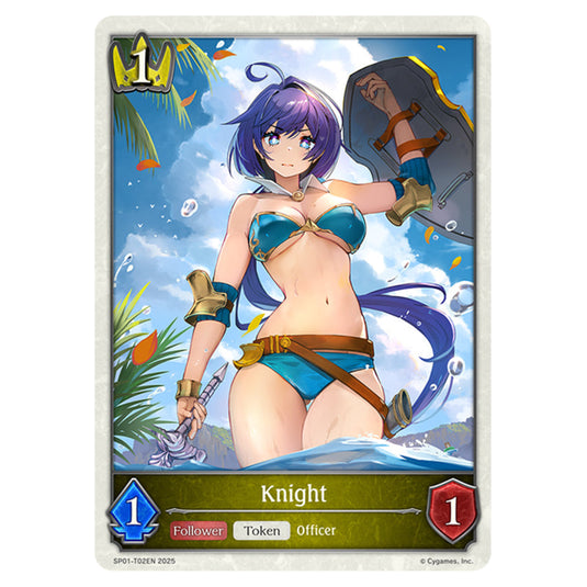 Knight SP01-T02EN card from the Shadowverse: Evolve set Seaside Memories