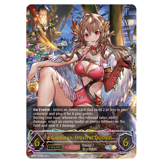Galmieux, Omen of Disdain SP01-U17EN card from the Shadowverse: Evolve set Seaside Memories