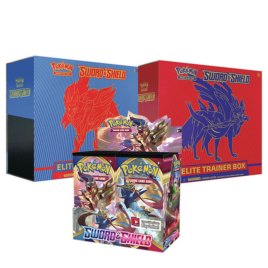Pokemon - Sword & Shield - Base Set - Booster Box & Elite Trainer Boxes (Zacian & Zamazenta)