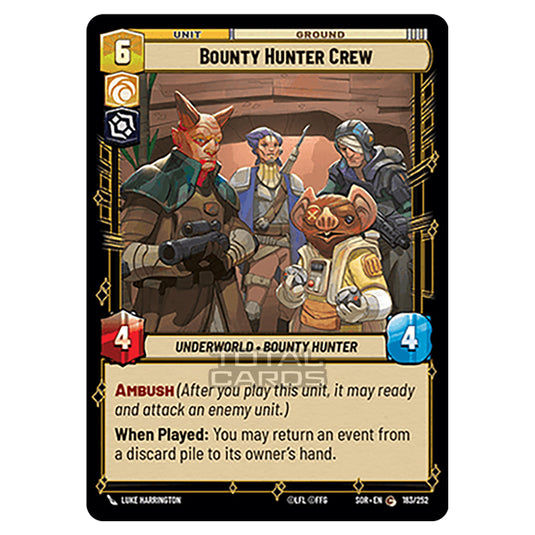 Star Wars Unlimited - Spark of Rebellion - Bounty Hunter Crew (Common) - 183/252
