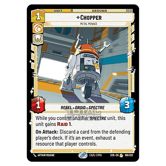 Star Wars Unlimited - Spark of Rebellion - Chopper (Rare) - 188/252