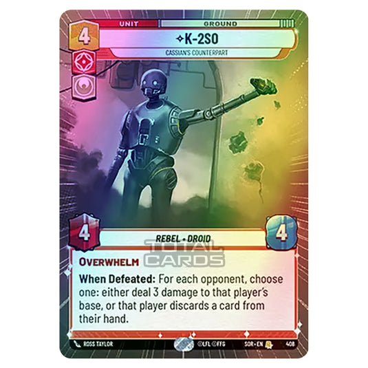 Star Wars Unlimited - Spark of Rebellion - K-2SO (Rare) - 408 (Hyperspace Foil)