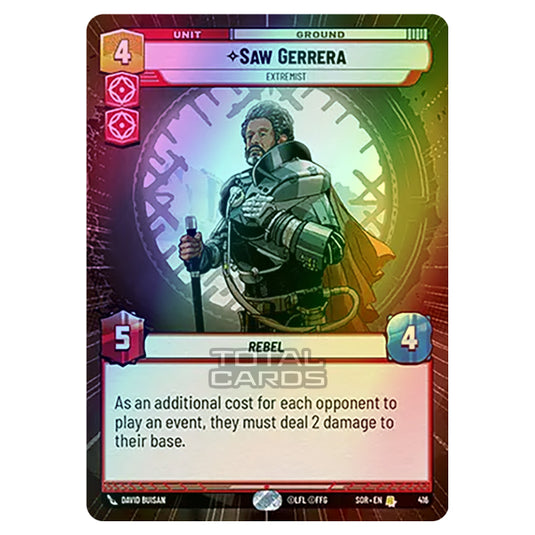 Star Wars Unlimited - Spark of Rebellion - Saw Gerrera (Rare) - 416 (Hyperspace Foil)