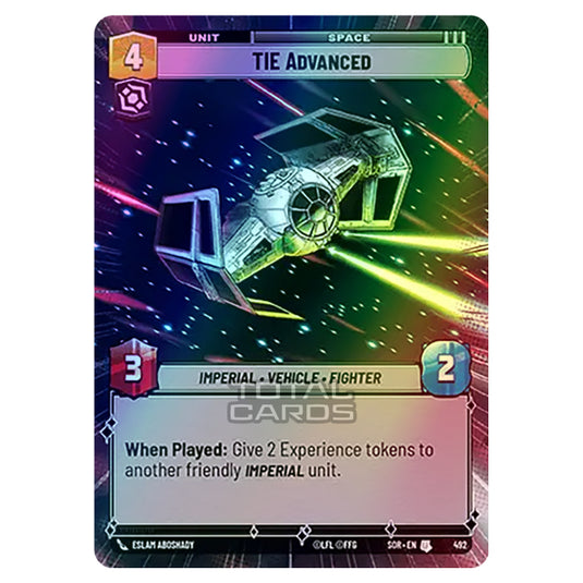 Star Wars Unlimited - Spark of Rebellion - TIE Advanced (Uncommon) - 492 (Hyperspace Foil)