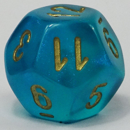 Chessex - Signature 16mm D12 - Borealis - Teal Silver With Gold