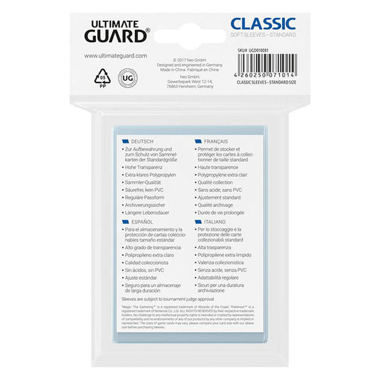 Ultimate Guard - 100 Soft Sleeves - Clear