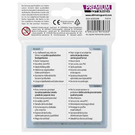 Ultimate Guard Premium Soft Sleeves for Board Game Cards Big Square (50)