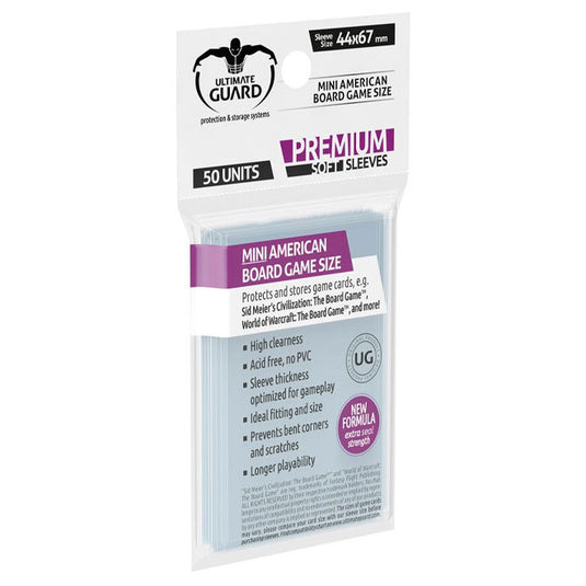 Ultimate Guard - Premium Soft Sleeves - Board Game Cards - Mini American (50)