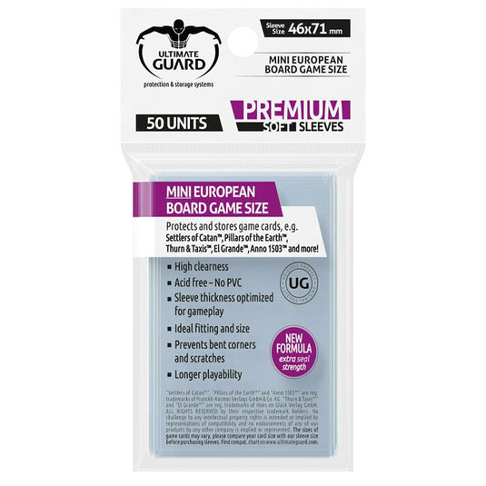 Ultimate Guard - Premium Soft Sleeves - Board Game Cards - Mini European (50)