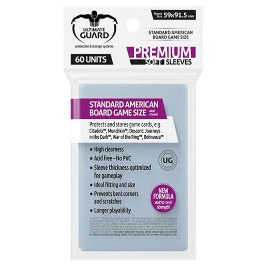 Ultimate Guard - Premium Soft Sleeves - Board Game Cards - Standard American (60)