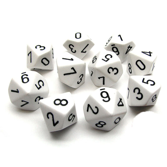 Chessex - Opaque Polyhedral D10 10-Dice Blocks - White/black
