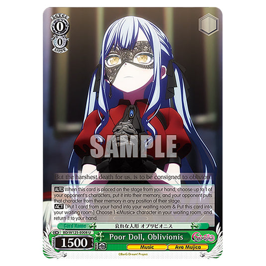 Poor Doll, Oblivionis BD/W125-E008 card from the Weiss Schwarz set MyGO!!!!! × Ave Mujica