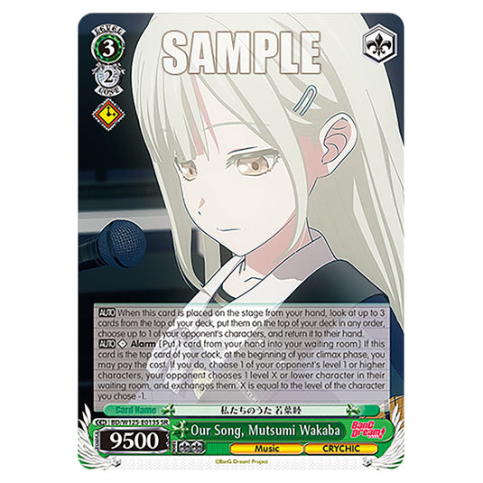 Our Song, Mutsumi Wakaba BD/W125-E013S card from the Weiss Schwarz set MyGO!!!!! × Ave Mujica