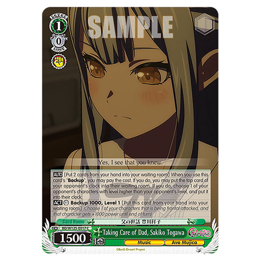 Taking Care of Dad, Sakiko Togawa BD/W125-E017 card from the Weiss Schwarz set MyGO!!!!! × Ave Mujica