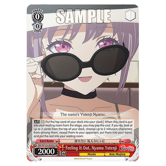 Feeling It Out, Nyamu Yutenji BD/W125-E035 card from the Weiss Schwarz set MyGO!!!!! × Ave Mujica