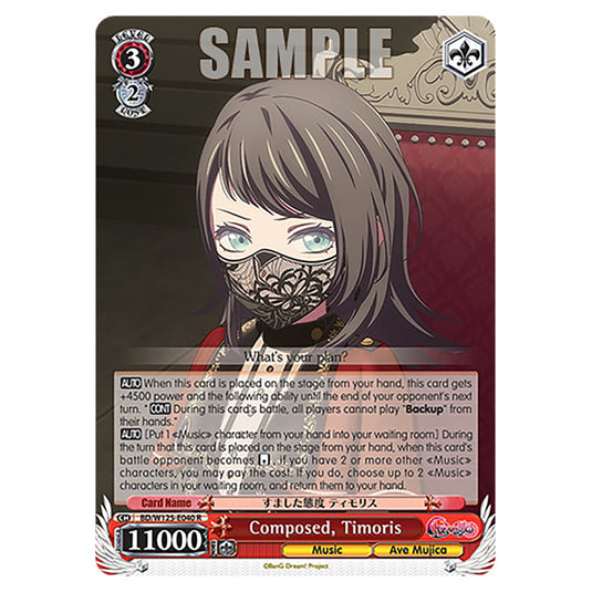 Composed, Timoris BD/W125-E040 card from the Weiss Schwarz set MyGO!!!!! × Ave Mujica