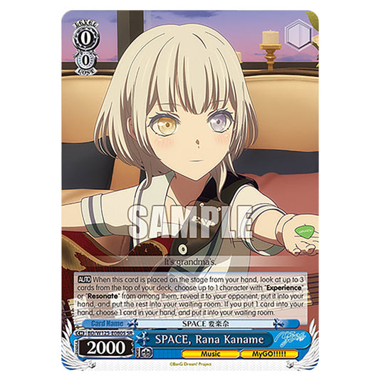 SPACE, Rana Kaname BD/W125-E080S card from the Weiss Schwarz set MyGO!!!!! × Ave Mujica