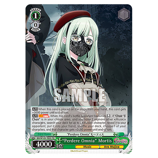 "Perdere Omnia" Mortis BD/W125-TE03 card from the Weiss Schwarz set MyGO!!!!! × Ave Mujica
