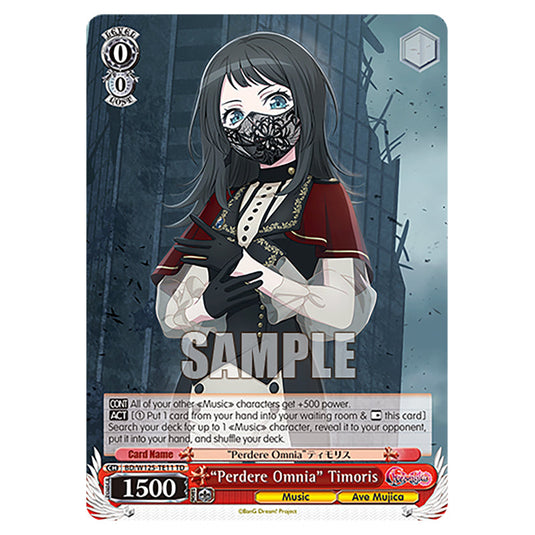 "Perdere Omnia" Timoris BD/W125-TE11 card from the Weiss Schwarz set MyGO!!!!! × Ave Mujica
